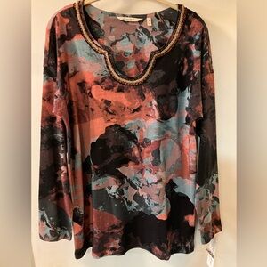 Soft Surroundings Domenica long sleeve tunic with metallic embellishments